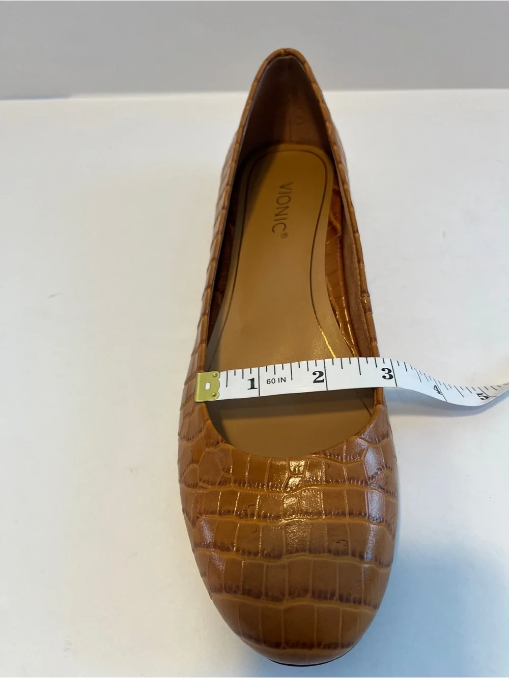Vionic ballet flat size 7.5 leather Croc-Embossed women shoes casual new without